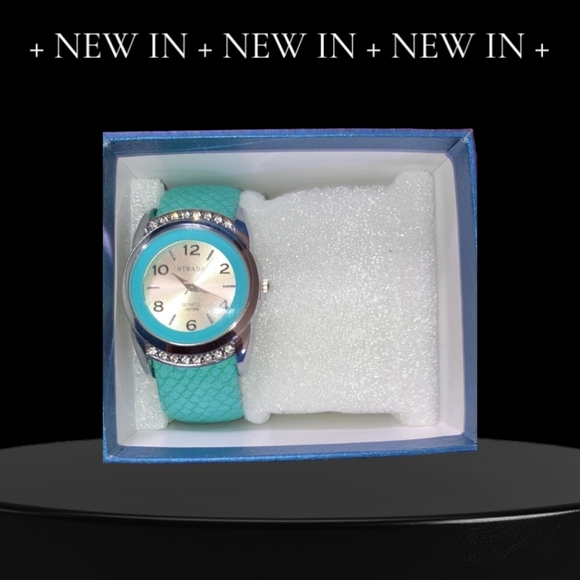 Strada Turquoise Watch with Rhinestones New in Box Gift Ready NO CALLOUTS Ret.40 - Picture 4 of 5